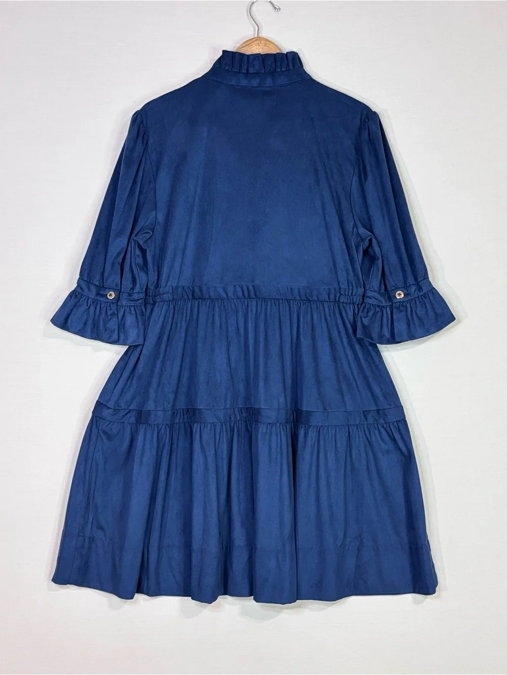 Gretchen Scott Navy Tiered Ruffle Sleeve Pocket Dress Women’s Large - Picture 4 of 7